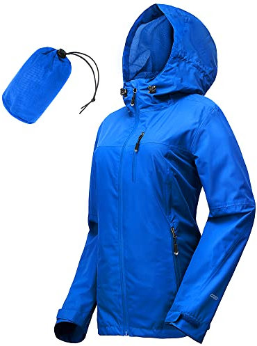 33,000ft Veste de pluie imperméable et pliable pour femme - Légère et respirante - Coupe-vent - Coupe-vent - Pour la course à pied, le golf, le cyclisme - Avec, bleu marine, 20-22
