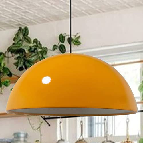 bamyum Lipeo Ø50 cm Deckenleuchte Groß Wohnzimmer Deckenlampe Hängelampe Schlafzimmer Dunkelgelb Metall E27 Pendelleuchte Esstisch Retro Lampe Deko Wohnzimmer Vintage Esszimmer Küchen Lampe Hängend