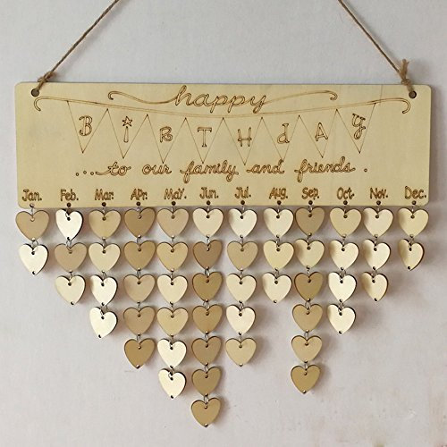 Holz-Geburtstags-Erinnerungstafel, Birkensperrholz, Schild, Familie und Freunde, DIY-Kalender Tattoo Gutschein Geschenk (A, One Size)