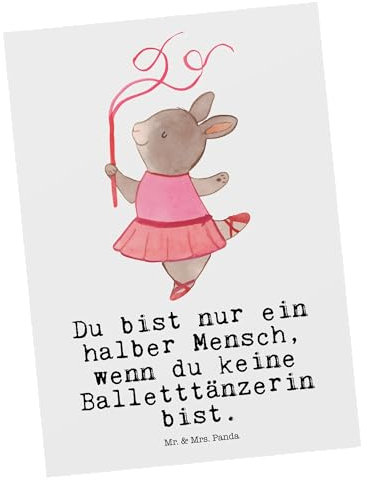 Mr. & Mrs. Panda Postkarte Balletttänzerin Herz - Geschenk, Ballettunterricht, Grußkarte, Ballettstunden, Geburtstagskarte, Dankeschön,