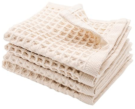 sea me at home Waffle Washcloths Set, 100% Turkish Cotton (Beige)