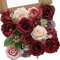 Serwalin Artificial Flowers Combo Box Set Burgundy Champagne Fake Flowers Cake Flowers with Stems for DIY Wedding Bouquets Centerpieces Flower Arrangements Party Home Decor, Valentines Rose Flower