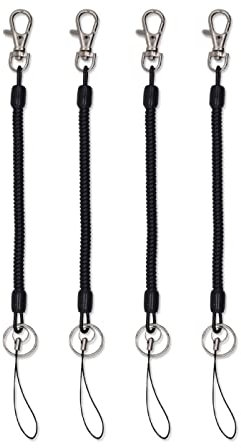 4 Stück Angeln Lanyard, Verhindern Sie den Verlust von Schlüsseln, Anti-Lost Spiral Sicherheits Seil mit Karabiner, Elastisch Sicherheitsseil, für die Angelzange, Schlüssel, Camping