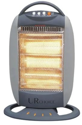 UR CHOICE 1200W Halogen Heater 3 Bar, Portable Electric Room Heater 400W/800W/1200W, Silent Low Energy Indoor Heater with Carry Handle, Overheat & Tip Over Protection, Ideal for Home & Office