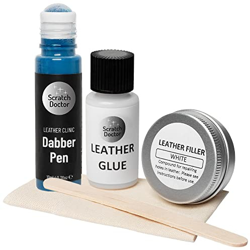 Scratch Doctor Compact Leather Repair Kit Patch, Fill, Glue & Recolour Scratches, Tears, Holes in Leather Furniture, Sofas, Car Seats (Blue)