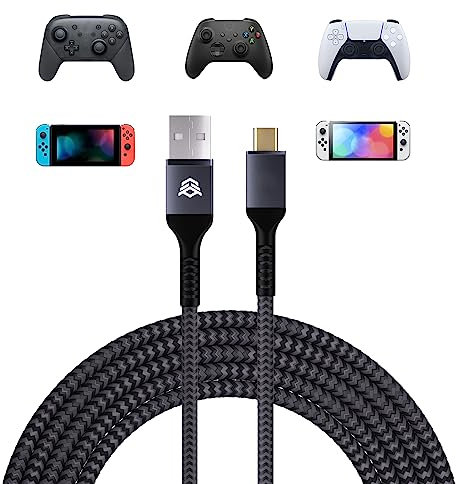 HEXGAMING Ladekabel für PS5 Controller, Ersatz-USB-C-Kabel für Gamepad, universelles Datenkabel-Zubehör für Xbox Core/Elite Series 2/Switch Pro Controller