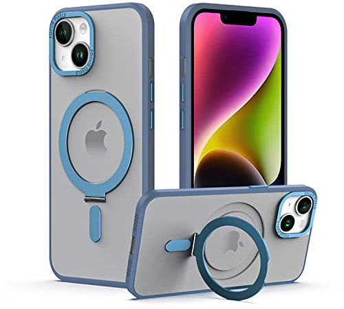 TECHGEAR iPhone 14 Pro Stand Case [Fusion Armour Ring] Premium Hybrid Tough Rugged Protective Magnetic Kickstand Case, Compatible with MagSafe Case for iPhone 14 Pro 6.1 - Light Blue