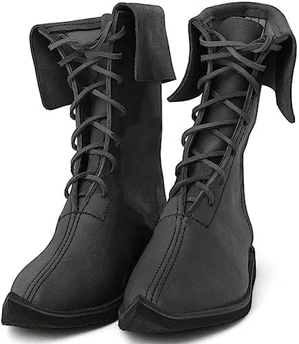 Viking Knight Schnürstiefel mit flacher Spitze für Herren, halbwadenhoch (45)
