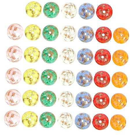 Anneome 40pcs Floral Glass Beads Color Necklace DIY Accessory Loose Spacer Beads Truffle Cups Mini Liners Bracelet Making Beads Glass Butter Dish Bracelet Bead Material Crystal
