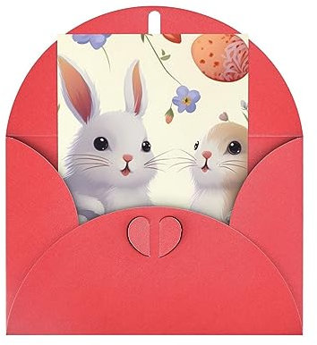 BAFAFA Blumen Hasen Vögel Gedruckt Grußkarten Trauerkarte Blank Stationäre Notizkarten Blanko-Karten Mit Umschlägen Dankeskarten Hochzeit Karten