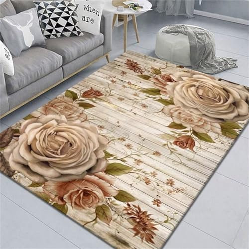 RUGMRZ Teppich Schreibtischstuhl Wohnzimmer mit Blumen Teppich weich grau Teppich kinderzimmer mädchen Landhaus deko Teppich Teppich schreibtischstuhl Wohnzimmer dekoration80x120CM