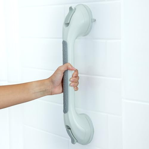 SlipX Solutions 17” Bath & Shower Grab Bar | Balance Assist Grab Bars for Shower | Safe Grip | Shower Handles for Elderly Suction | Suction Cup Bathroom Accessories | No Tools, No Drill | Removable