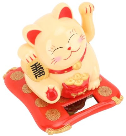 BROLEO Lucky Fortune Cat Desktop Lucky Cat Desktop Ondeando la Mano Decoración Joyería Adornos Exhibición para Porche Tamaño 3,5 Pulgadas 8,9 Cm Móviles (Gato Amarillo)