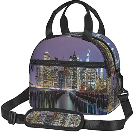 ESASAM Stilvolle isolierte Lunchtasche mit New York City, modische Tragetasche und Umhängetasche, Thermo-Lunch-Tasche