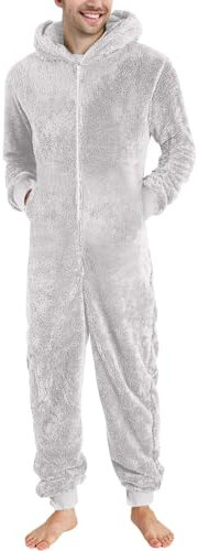 KONG JIMFAN Thermo Unterwäsche Set Pullover Herren Winter Warm Ski Langlauf Herren Schlafanzughose Lang Herren Unterwäsche Lang Fussball Winter Baumwoll-Strumpfhose(1-Light Gray,M)
