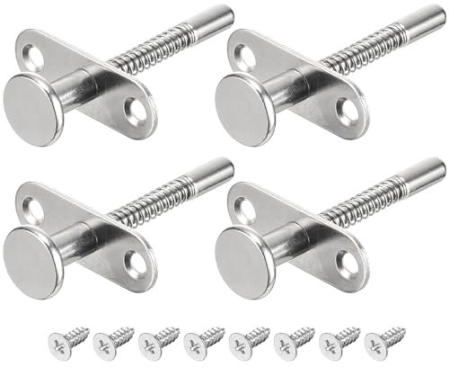 sourcing map Plunger Latches, 6.5x65mm/0.26x2.56inch Steel Spring-Loaded Bolt Plunger Latch for Furniture Bed Door, 4Pcs