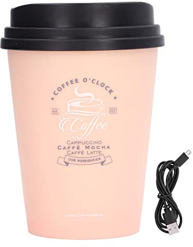 300ml Cool Mist Humidifiers USB Personal Cute Coffee Cup Humidifier Low Noise Auto Shut Off for Car Desk Bedroom Office(Pink)