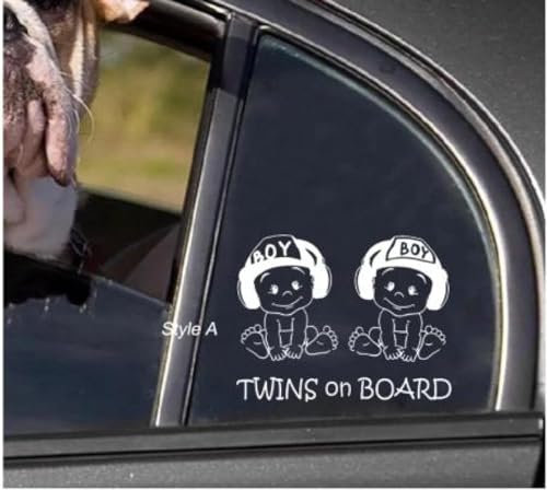 SANTPOT Autoaufkleber Und Abziehbilder, 19 X 15, Schöne Zwillinge An Bord, Aufkleber, Autoaufkleber, Niedliches Sicherheitsschild, Baby An Bord, Für Autofenster, Vinyl, Autos, Aufkleber (2 Stück)