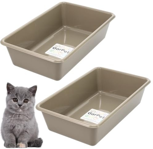 2X Katzenklo Katzentoilette offen Kitten ohne Deckel Katzen Schalentoilette Klo Toilette Zubehör Doppelpack Sparpaket
