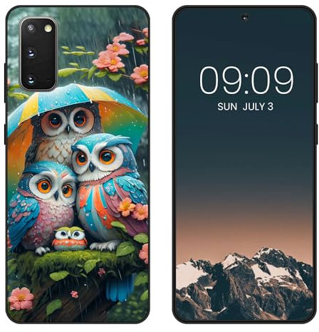 WUACYEAMING für Samsung Galaxy S20 Hülle,Mode Schutzhülle Schwarz Handyhülle mit Aesthetic Muster Weich Silikon Dünn TPU Stoßfeste Kratzfest Schutzhülle Cover-Eule