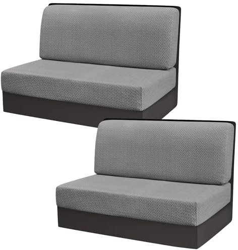 Gollense Stretch-Kissenbezüge für Wohnmobile, Dinette-Kissenbezüge, Ersatz-Sitzbezüge für Wohnwagen, Reiseanhänger, Couch, inklusive 2 Rückenlehnenbezügen und 2 Bankbezügen (T-Grau)