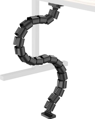 DeskLogics Magnetic Cable Management for Standing Desk, Adjustable Length Cable Snake, Flexible Cable Spine Cable Raceway Cable Management for Home Office Sit Stand Desk Workstation Cord Protection