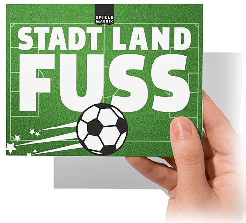Stadt Land Fluss mini Fussball Edition Stadt Land Fluss to go Spielblock in Postkartengröße mit 12 Fussball Kategorien Spiele Klassiker Reisespiel für Urlaub Ferien Geschenk-Idee Fußballfans 50 Blatt