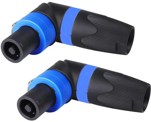 Greluma 2 pièces Connecteur Speakon à angle droit avec verrouillage par rotation, adaptateur de prise Speak-ON NL4FRX à 90 degrés et 4 pôles - Compatible avec les connecteurs de type NL4 ou NL2