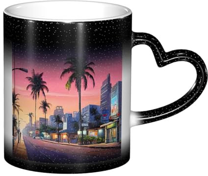 ASPOIJHN The Old Hollywood) Tasse magique à changement de couleur avec poignée en forme de cœur pour maison, café, bureau 325 ml