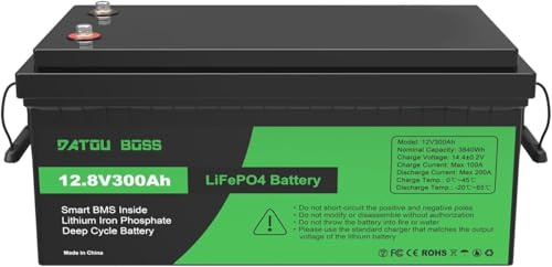 DATOUBOSS 12V 300Ah LiFePO4 Batterie Integriertes 200A BMS 15000+Zyklen Deep Cycle Lithium Akku MAX 3840W Leistung Unterstützung in Serie/Parallelschaltung,Perfekt für Solar, Wohnmobil, Off-Grid.