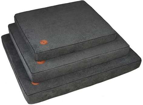 BORN2REST Bettmatte Orthopädische Matratze für Hunde und Katze waschbar Bunte Hundematratze Reißverschluss Matten Hector Visco-Matratze Hundsofa M-XL (Graphit, M 70 x 60 x 8 cm)
