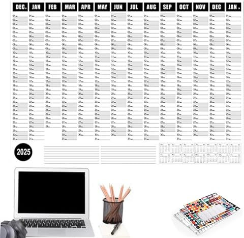 2025 Wandkalender, digitaler Wandkalender mit Touchscreen - Jahresplaner Flexibler Wandkalender,Glatter Ganzjahres-Wandkalender, Jahresplaner für Schule, Termine