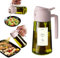 TrendPlain Spruzzino Olio per Friggitrice Aria 470ml, Dosatore Olio 2 in 1, Oliera Spray per Cucina, Insalata e Aceto, Accessori Cucina con Etichette e Protezione dalla Luce - Pesca