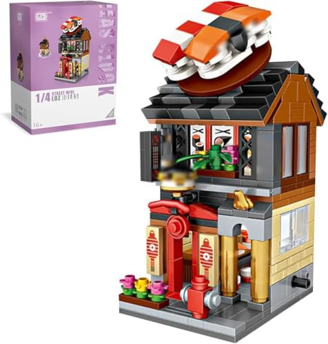 Japanische Street View Serie Architektur Bausteine, 420 Teile Japanisches Architektur Mini Haus Modell, Modular Haus Bausteine Nicht kompatibel mit großen Marken