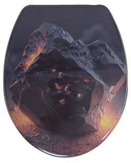 sanicomfort WC-Sitz, Duroplast, mit Absenkautomatik, Toilettensitz passend für alle handelsüblichen WC-Becken (Goldenstone)