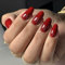 Red Press On Nails Short – Full Cover Acrylic Nail Tips, Medium Oval Shape, Accessory Tool Included, 24 Pcs Stick On Nails for Women