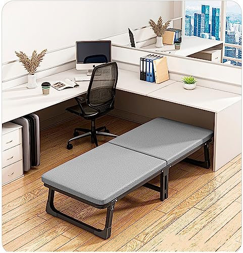Lujosa cama plegable de espuma viscoelástica con marco de acero, cama portátil para invitados con ruedas para casa, oficina, camping, cama plegable individual, 70 cm de ancho