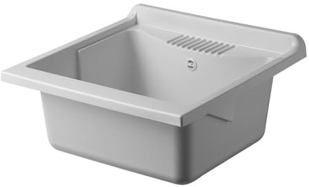 Negrari Baignoire en résine PP pour évier, résistant à l'humidité, résistant aux acides courants, kit d'échappement inclus, intérieur et extérieur, L60 x P60 x H30 cm, blanc