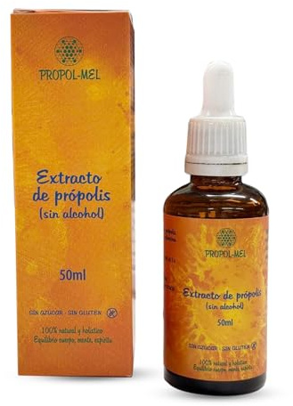 Propol-mel | Estratto di Propoli senza Alcol | 50 ml | 100% Naturale | Senza Glutine | Senza Zucchero | Gusto Delicato | Per Gola e Difese Naturali