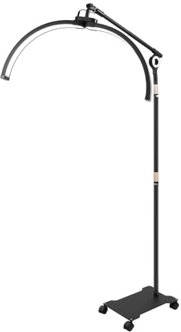 Halbmond Lampe Kosmetik Lampe, LED Kosmetiklampe mit Telefonständer und Rollen, 350° Verstellbar, Zwei Steueroptionen‌, 3200K-5600K Beauty Lichter für Salons Fotostudios Make-up-Tische (28-Zoll,40W)