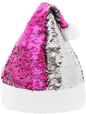 Santa Magix Weihnachtsmütze mit Wendepailletten Nikolausmütze mit Bommel Glitzer Weihnachtsmützen für Damen Herren Kinder Party Kostüm Accessoire Weihnachten