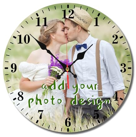 Lmfphog Custom Clock Customized Wall Clocks Personalized Your Photo Text Name Silent (10 12 inch), PVC, Dial Plate Optional (12 * 12in)