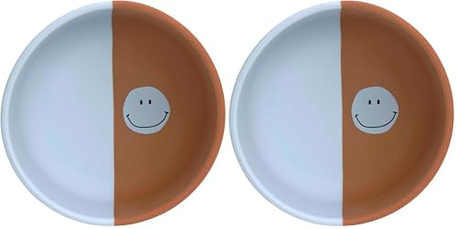 LÄSSIG Baby Silikon Kinderschüssel/Silicone Bowl Happy Rascals Smile (Packung mit 2)