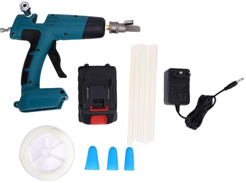 TIKATARER Pistolet à Colle pour Câble à Fibre sans Fil, 100 à 220 ℃, Buse à 360°, Pistolet à Colle Rechargeable pour Câble à Fibre Optique avec Supports Dissimulés pour Optique (Prise UE)