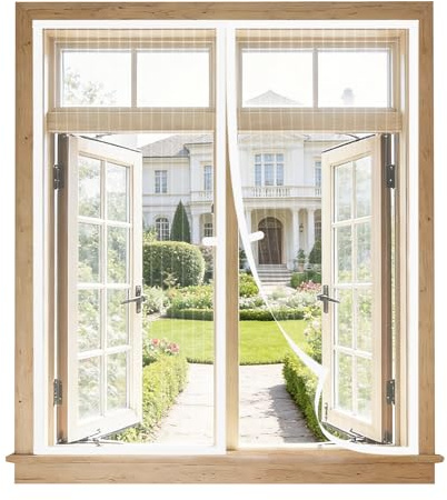 BUIRTLY Zanzariera Magnetica per Finestre 80x140 cm - Tenda Antizanzare con Chiusura Automatica a Calamite - Rete Fine Anti Insetti Facile da Installare per Finestre, Balcone e Cucina - Bianco