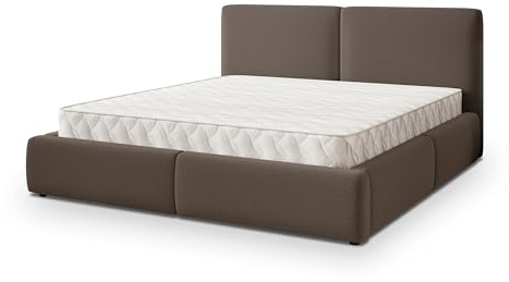 Masseno Polsterbett FELURO SR 120x200 cm, Doppelbett, Bettkasten, Stauraum, Lattenrost Und Kopfteil - Braun, SORO 28