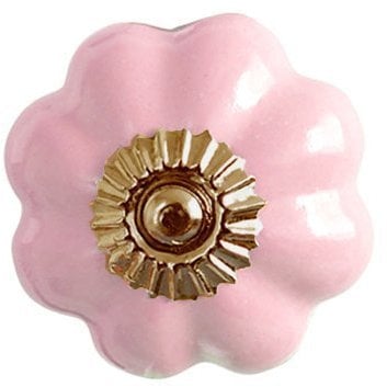 Bombay Duck - Plain Flower Ceramic Cupboard/Drawer Door Knob - Dusty Pink