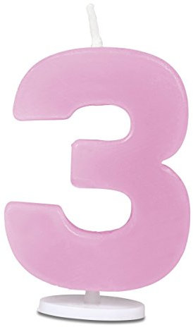 Staedtler Haus 3 Nummer Kerze mit Halter, 4,5 cm, Rose, 30 x 30 x 4.5 cm