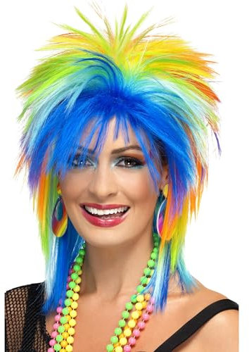 Smiffys 80er Regenbogenpunk Perücke, Mehrfarbig