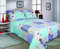 Single Bed Size Quilted Patchwork Design Bedspreads - Lily - Turquoise & Lilac - Floral (Single Bed 240cm x 180cm)